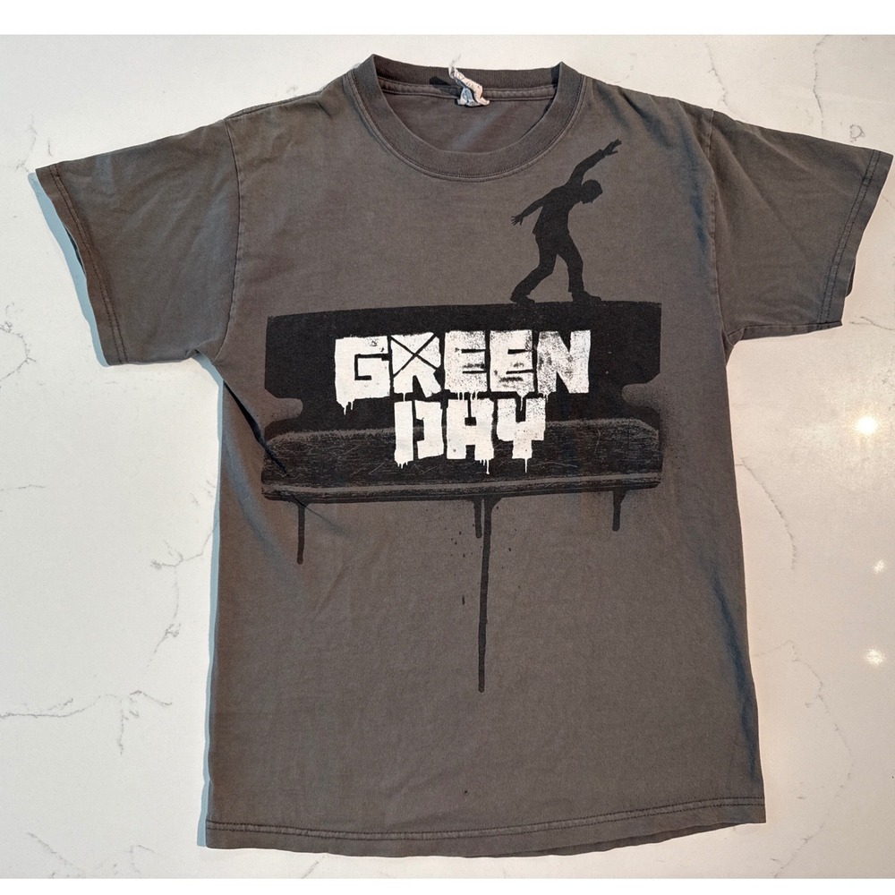 Green Day Mens T Shirt Gray Band Graphic Tee Short Sleeve